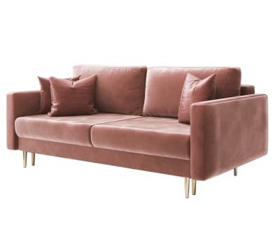 Canapé convertible 3 places en velours rose