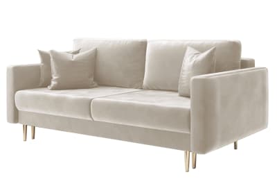 Canapé convertible 3 places en velours beige