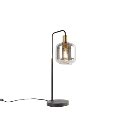 Lampe table design noire or verre fumé