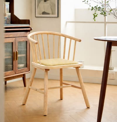 Lot de 2 chaises de salle à manger en bois et rotin naturel