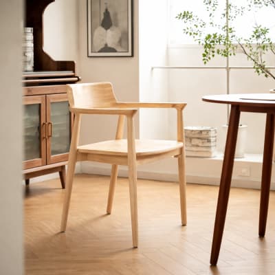 Lot de 2 chaises de salle à manger scandinaves en bois massif