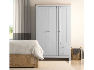 Armoire 2 tiroirs en effet chêne et gris