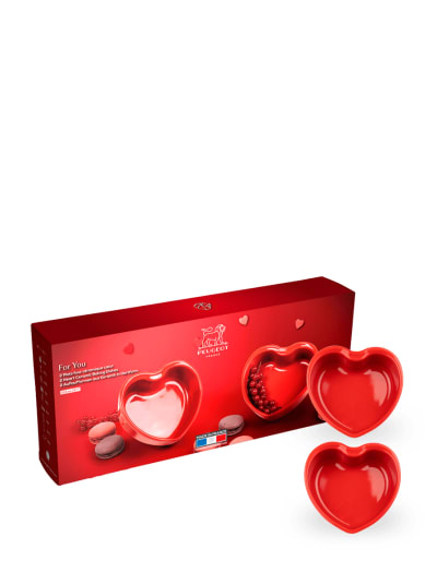 For you 2 plats four céramique coeur rouge 13,5 cm