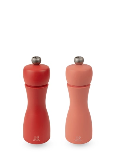 Tahiti Duo de moulins à poivre et à sel manuels en bois, feu, 15 cm