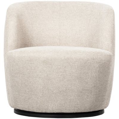 Fauteuil pivotant en tissu côtelé blanc cassé