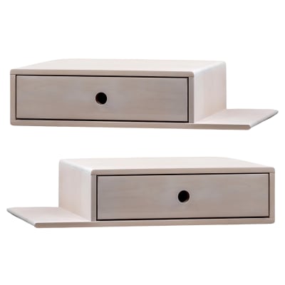 Lot de 2 Table de chevet avec étagère sur le côté en bouleau blanc