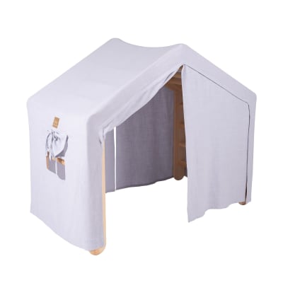 Grande Maison avec échelle Pliable pour Enfant Naturel,Tente Gris-Bleu