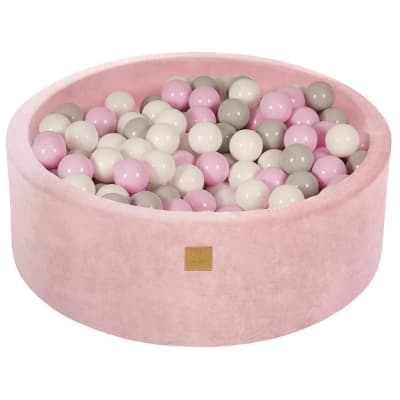 Piscine à balles ronde en velours rose poudré ø90 h30 cm, 200 balles