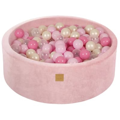 Piscine à balles ronde velours rose poudré 90x30 cm, 200 balles