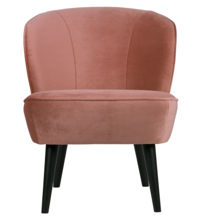 Fauteuil velours doux vieux rose