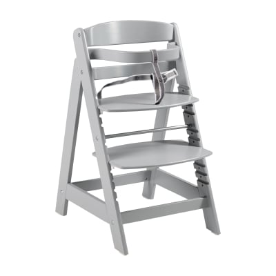 Chaise haute bébé évolutive en bois laqué gris taupe