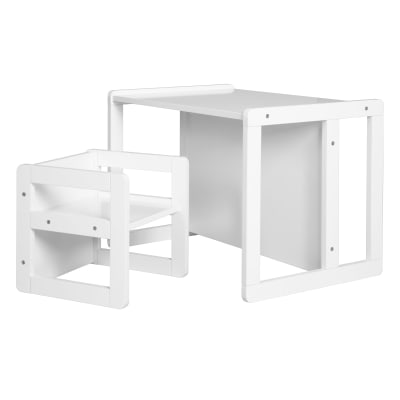 Ensemble table et chaise enfant réversibles en bois blanc