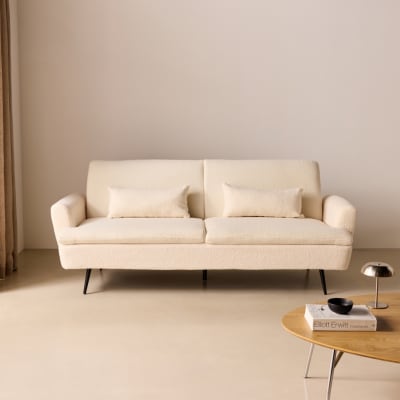 Canapé convertible 2-3 places tissu bouclette