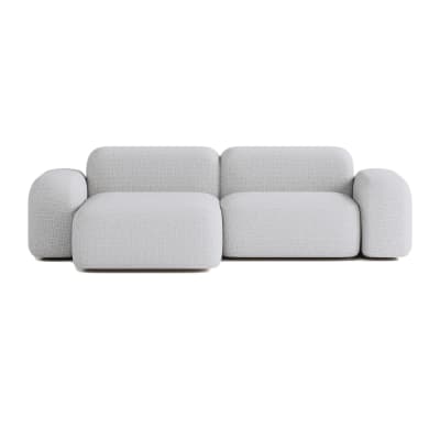 Canapé d'angle 3 places tissu gris clair