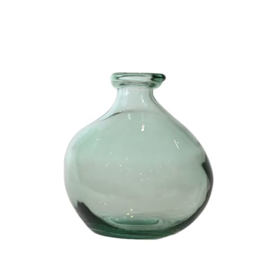 Vase en verre recyclé vert d'eau 18 cm