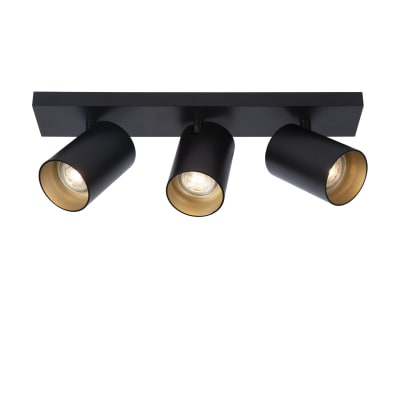 Plafonnière avec 3 projecteurs à hauteur noire 12 cm en métal
