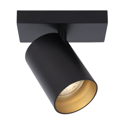 Plafonnière avec 1 projecteur à un noir de 12 cm en métal