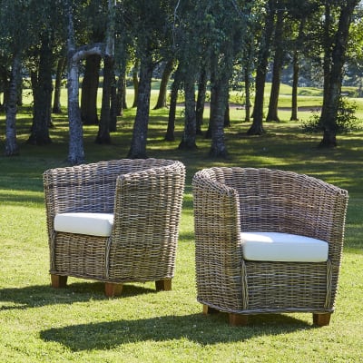 2 fauteuils de jardin ronds en kubu