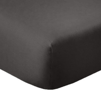 Drap housse 2 places coton gris foncé 180x200 cm