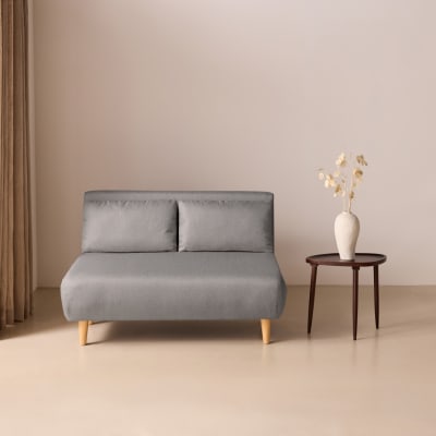 Canapé convertible en tissu gris clair