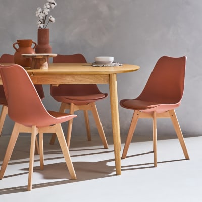 Lot de 4 chaises scandinaves, terracotta