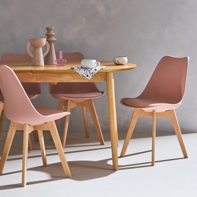 Lot de 4 chaises scandinaves, vieux rose