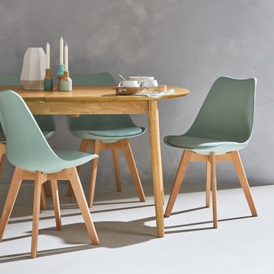 Lot de 4 chaises scandinaves, vert céladon