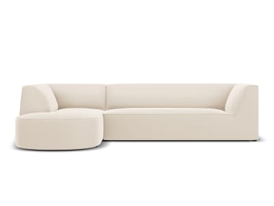 Canapé D'Angle Gauche 4 places en Velours Beige