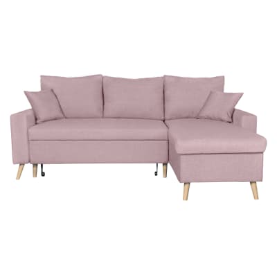 Canapé d'angle réversible et convertible - vieux rose