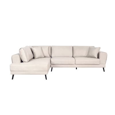 Canapé d'angle convertible 2 coffres en tissu - beige - angle gauche