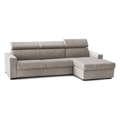 Canapé d'angle convertible en tissu tourterelle 140x95 cm