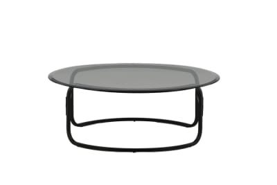 Table basse ronde en verre pieds métal noir ALIZOE verre + métal