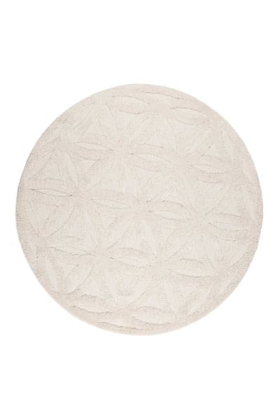Tapis rond intérieur/extérieur à relief mandala beige Ø120