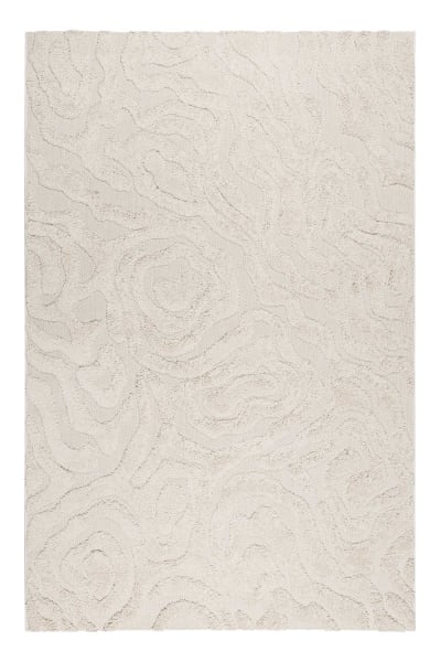Tapis intérieur/extérieur à relief motif floral beige 133x200