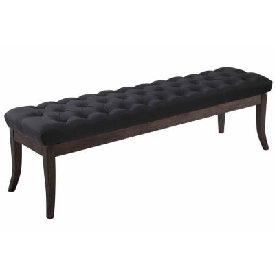 Banquette avec pieds en bois assise en tissu Noir