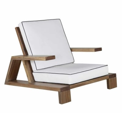 Fauteuil design extérieur en bois massif avec coussin