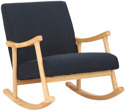 Chaise à bascule avec accoudoirs et assise en tissu Noir