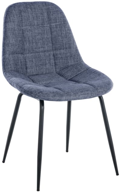 Chaise de salle à manger avec pieds métal assise en tissu Bleu