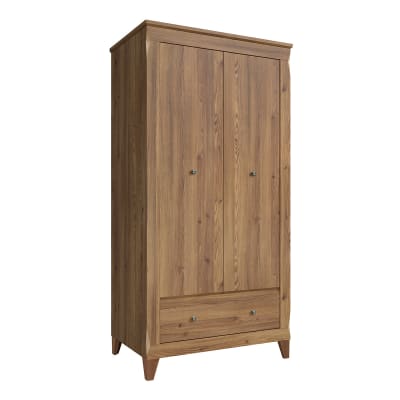 Armoire 2 portes 1 tiroir panneaux agglomérés marron