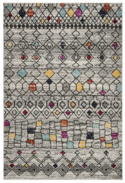 Tapis boho marocain en polypropylène gris/rose, 155 x 229 cm