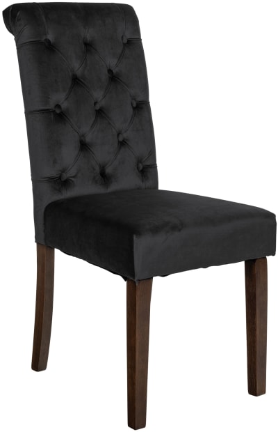 Chaise de salle à manger matelassée en samt noir