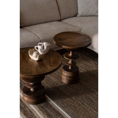 Table basse en bois de manguier couleur noyer
