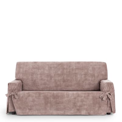 Housse de canapé 3 pl antitache avec des rubans rose  180 -230cm