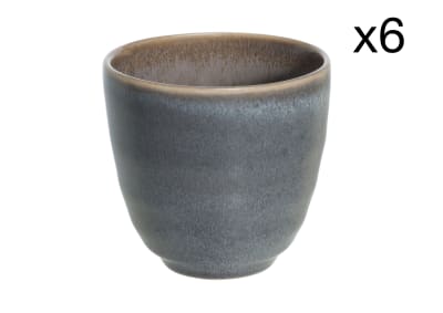 Lot de 6 Gobelets sans anse en Grès, gris, 19 cl