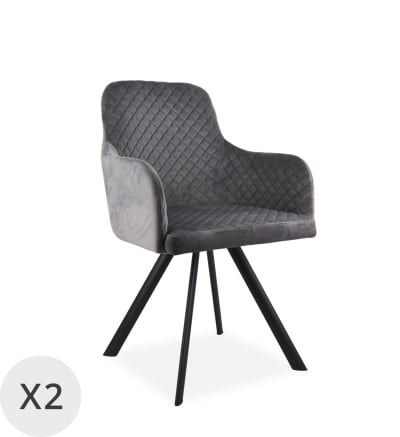 Set de 2 fauteuils tapissés en velours gris