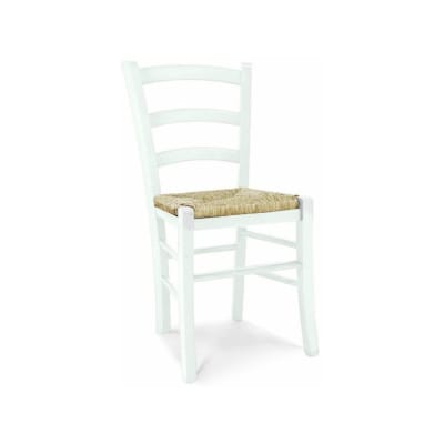 Lot de 2 chaises en bois blanc avec assise en paille