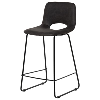 Tabouret bas de style industriel tapissé en gris foncé
