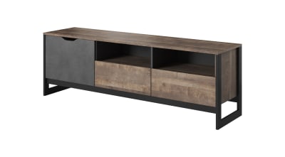 Meuble TV effet bois Crème et Gris