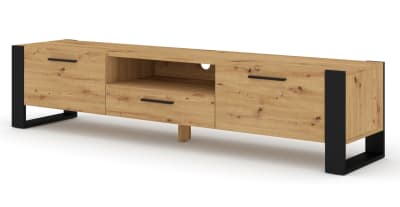 Meuble tv 3 portes 200 cm panneaux stratifiés noir