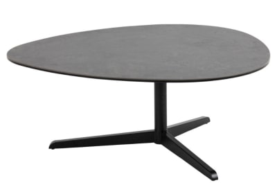 Table basse galet en céramique et pied en métal noir L100